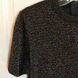 Vintage Shimmery Black and Rainbow Sparkly Sweater Size Medium